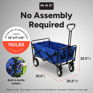 Mac Sports Collapsible Folding Outdoor Utility Garden Camping Wagon Cart, Blue