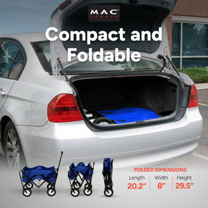 Mac Sports Collapsible Folding Outdoor Utility Garden Camping Wagon Cart, Blue