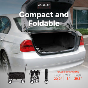 Mac Sports Collapsible Folding Outdoor Utility Garden Camping Wagon Cart, Black