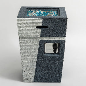 Propane, Gas 50000 Btu Square Fire Pit Table For Outside - Light Gray Blue
