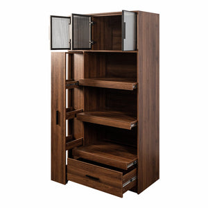 70.87" Tall Kitchen Pantry Cabinet with Multi-Tier Pull-Out Shelf