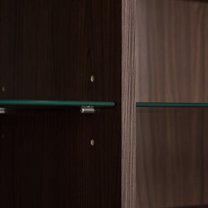 Modern Minimalist Style LED Curio Cabinet With Tempered Glass Door, Metal Legs