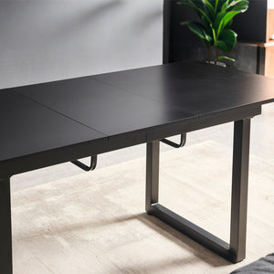 Square Extendable Dining Table With Metal Leg, Modern Space Saving Kitchen Table For Living Room