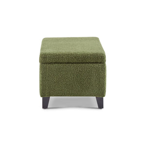 Storage Ottoman with Flip-Top Lid, Easy Assembly, Boucle Fabric & Rubber Wood Legs