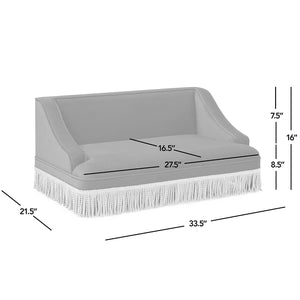 Duchess 33' Medium Princess Pet Bed Sofa with Fringe Skirt, Olive Green Velvet