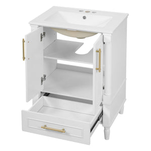 Bathroom Vanity With Ornate French Cylinder Legs, Soft Close Drawer