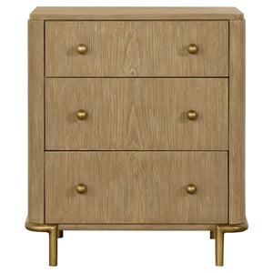 3 Drawer Nightstand With USB Ports - Brown