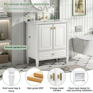 Freestanding Vanity With 1 Drawer & 2 Soft Close Doors With Door Mounted Storage
