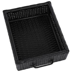 K&K 47.5"W Wicker Outdoor Storage Cabinet with Tempered Glass Top