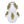 8.5x8.5x14 White Two-Tiered Ceramic Vase with Gold Bird Accents