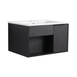 Wall Mounted Floating Bathroom Vanity With Open Shelf & Soft Close Door