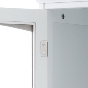 Tall Bathroom Storage Cabinet With Glass Doors, Free-Standing, Two Drawers, And Adjustable Shelves, Board, Painted Perfect For Displaying Your Favorite Items