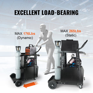 Welding Cart, 2-Tier Heavy Duty Welder Cart with Lockable Cabinet