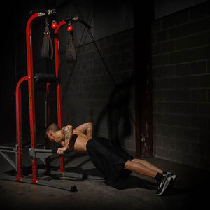 Stamina X Fortress Power Tower Home Gym Pull Up Fitness Workout Station, Red