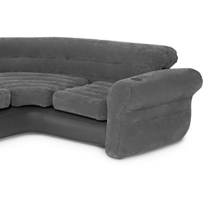 Intex Corner Sofa L-Shaped Inflatable Lounge Couch w/ Cupholders, Gray (2 Pack)