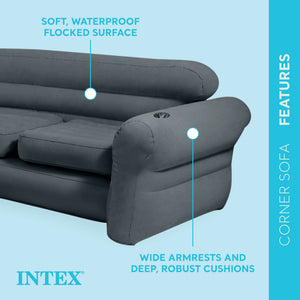Intex Indoor Corner Sectional Couch w/ Lounge Chair & Ottoman Set (2 Pack)