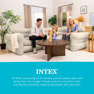 Intex Inflatable Corner Living Room Air Mattress Sectional Sofa Couch, Gray