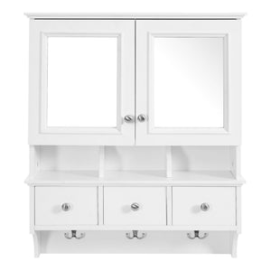Modern Bathroom Mirror Cabinet With Drawers, Organizer Hooks, And High-Definition Mirrors