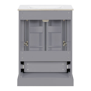 Bathroom Vanity With Sink, 1 Divided Drawer And 2 Soft Close Doors With Double Shelf