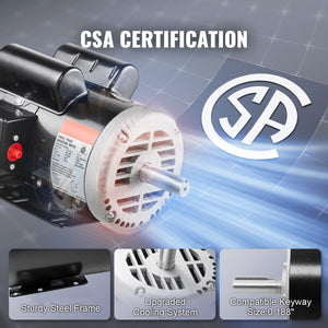 5HP Air Compressor Electric Motor 230V 25A 3450RPM CW/CCW Rotation