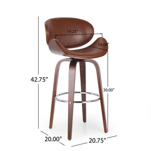 Lumos Mid Century Modern Upholstered Swivel Barstool
