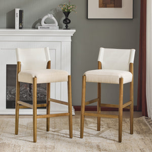 28.5'' Modern Solid Wood Bar Stool with Polyester Cushion - Set of 2