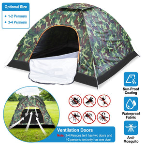 1/2 Person Instant Pop Up Dome Tent Waterproof Camping Tent w/Mosquito Net Doors Bags