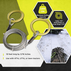Timber Tuff TMW-38 ATV and UTV Heavy Duty Log Lumber Choker Cable with Tow Rings