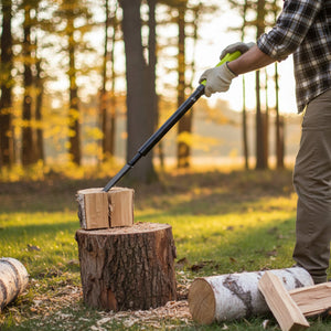 Timber Tuff TMW-11 Manual Slide Wedge Hammer Wood Log Steel Splitter Tool, Green