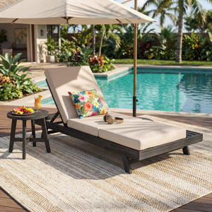 Lounge Chaise Set, Space Available On One Side, Acacia Solid Wood
