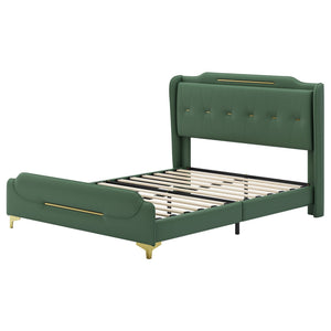 Queen Size Leather Bed Frame with Wingback Headboard & Footboard