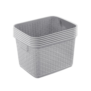 Sterilite Tall Wicker Weave Plastic Laundry Hamper Storage Basket, Gray (6 Pack)