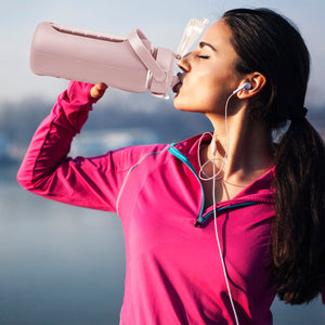 34Oz Glass Water Bottle Sports Water Bottle Motivational Water Bottle Water Intake Tracker Bottle with Straw Time Marker Silicone Sleeve Handle for Gy