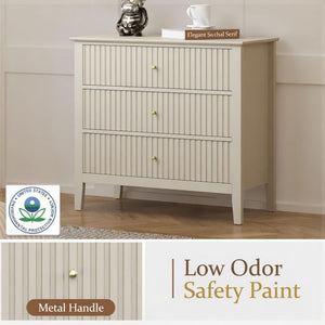 Fluted 3 Drawer Nightstand With Soft Close Slides