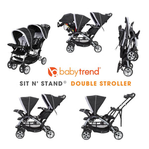 Baby Trend Sit N Stand Travel Double Baby Stroller and Car Seat Combo, Stormy