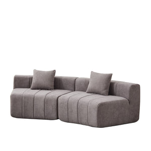 Curved Sectional Sofa With 2 Pillows For Living Room - Gray