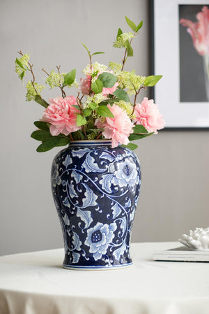 9.5x9.5x18" Porcelain Decorative Ginger Jar
