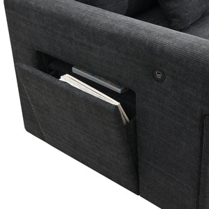 U Shaped Sectional Sofa 6 Seat Couch Set With Oversized Ottoman, Hidden Armrest Storage And Cup Holders USB Charging Ports Wide Seat Sofa