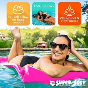 TRC Recreation Serenity 1.5" Thick Vinyl Swimming Pool Float Mat, Flamingo Pink