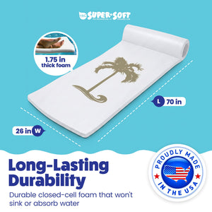 TRC Recreation Sunsation 1.75" Thick Foam Lounger Raft Pool Float, Bronze Palm