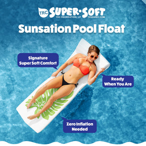 TRC Recreation Sunsation 1.75" Thick Foam Lounger Raft Pool Float, Green Leaf