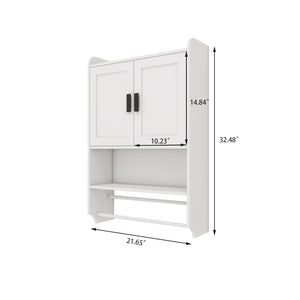 Bathroom Wall Cabinet with Doors, Adjustable Shelf, Towel Bar, and Paper Holder