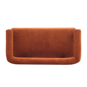 Round Armrest Loveseat (Dark Orange + Brown)