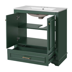 Bathroom Vanity With Sink, Cabinet & 2 Soft Closing Doors & Adjustable Shelf
