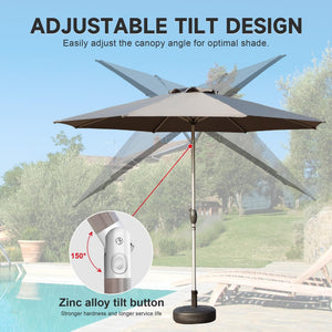9FT Patio Umbrella, Outdoor Table Umbrella with Push Button Tilt and Crank, UV Protection Waterproof Market Sun Umbrella