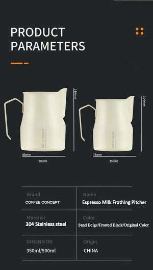 Best Milk Pitcher for Latte Art Beginners - Bell Shape 350ml/500ml Frothing Jug Under $15
