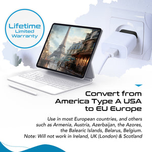 USA / N. America to Europe Travel Adapter - Non-Grounded (UP-12AE, 12 Pack) - TRAPSKI