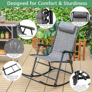 Outdoor Patio Camping Lightweight Folding Rocking Chair with Footrest