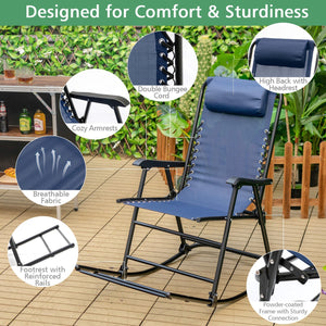 Outdoor Patio Camping Lightweight Folding Rocking Chair with Footrest