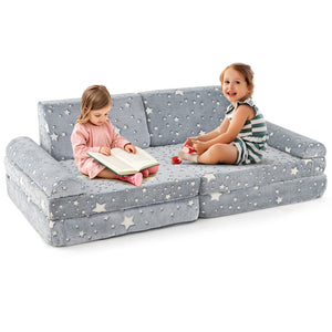 8 Pieces Modular Kids Play Couch Glow in the Dark Toddler Sectional Sofa